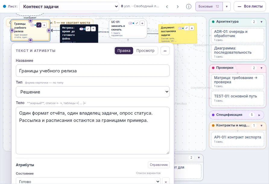 Редактор открывается карандашом и сохраняет правки сразу.